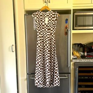 Geometric Cap Sleeve Long Slit commense dress size xxs